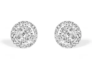 2.14ctw Diamond Cluster Halo Stud Earrings