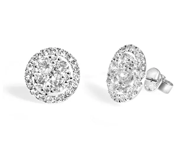 2.14ctw Diamond Cluster Halo Stud Earrings