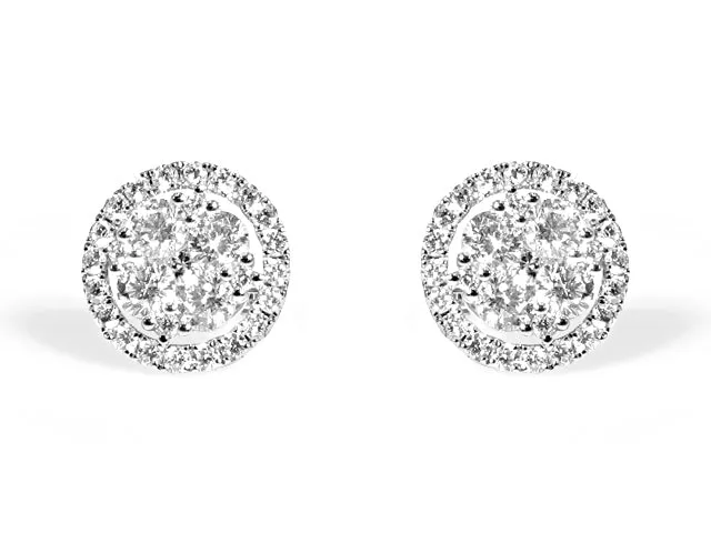2.14ctw Diamond Cluster Halo Stud Earrings