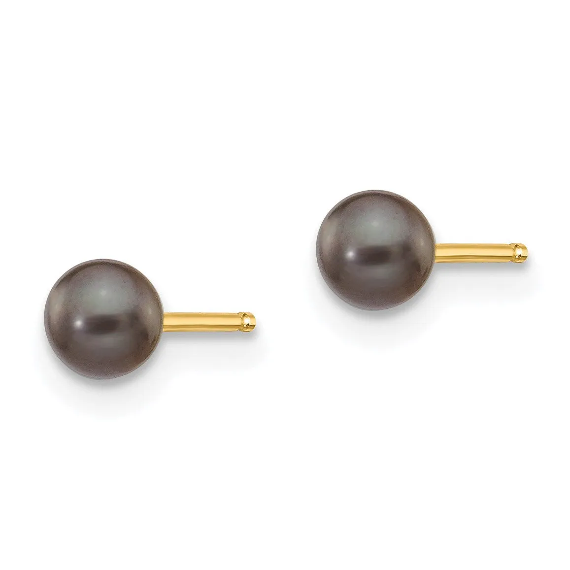 3MM Round Pearl Stud Earrings in 14KT Yellow Gold