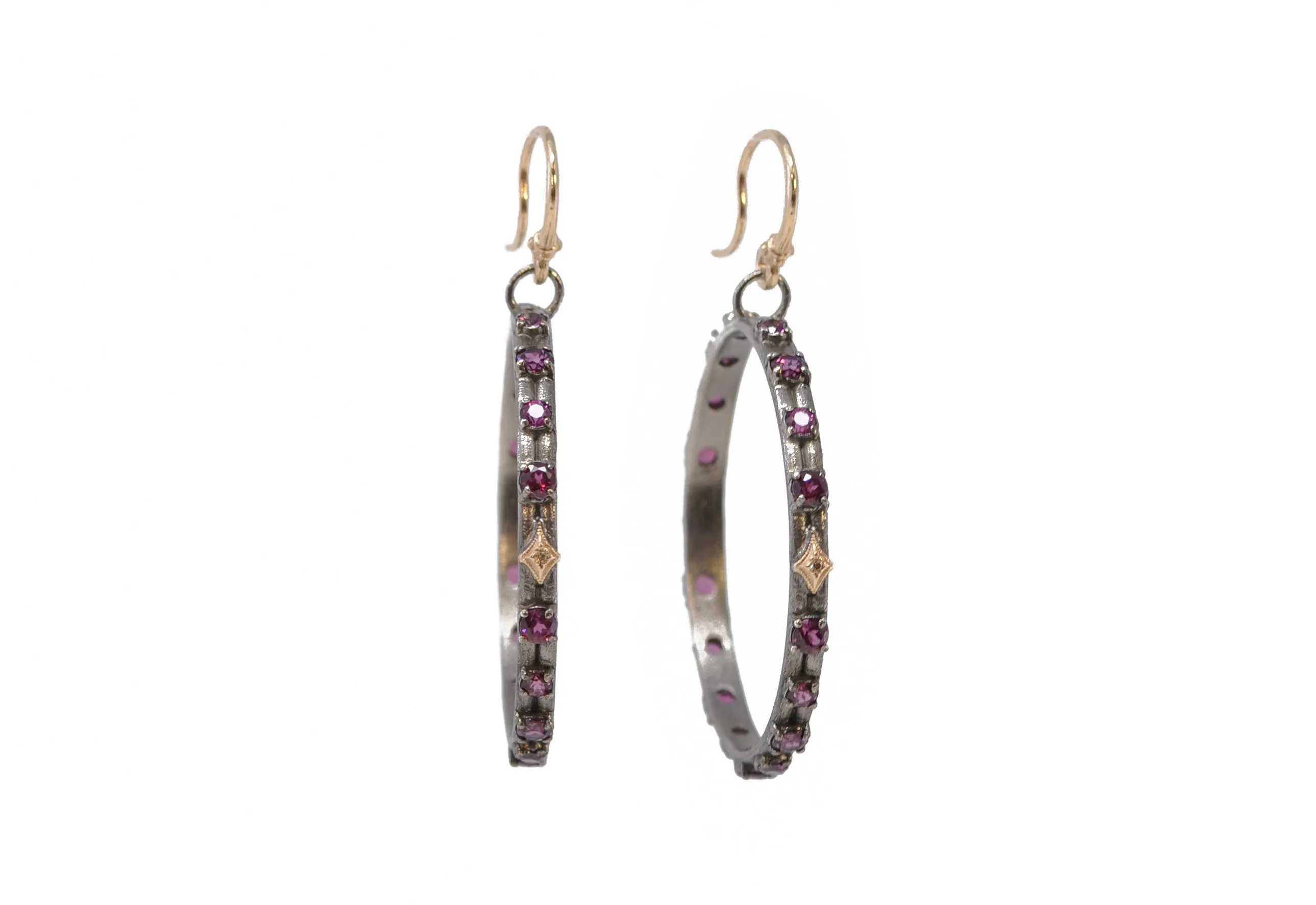 42 MM PURPLE GARNET CRIVELLI OPEN DROP EARRINGS