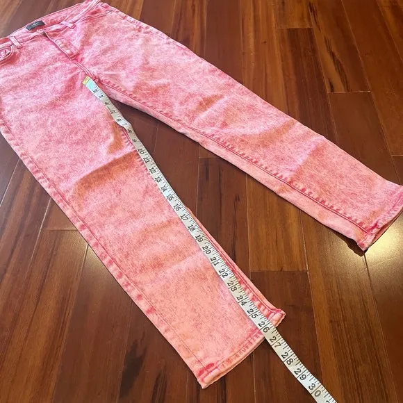 7 For All Mankind Pink High Waist Jean Denim Ankle Skinny Acid Wash Pants Sz 30