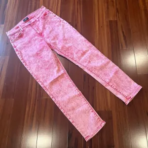 7 For All Mankind Pink High Waist Jean Denim Ankle Skinny Acid Wash Pants Sz 30