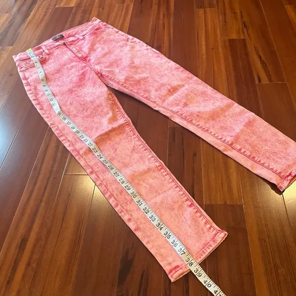 7 For All Mankind Pink High Waist Jean Denim Ankle Skinny Acid Wash Pants Sz 30
