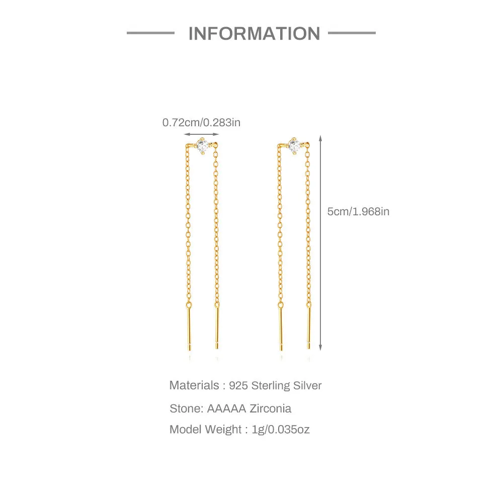 925 Silver Single Round Tassel Drop Earring