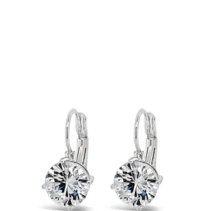 Absolute Classic Silver & Solitaire French Hook Earrings - Large