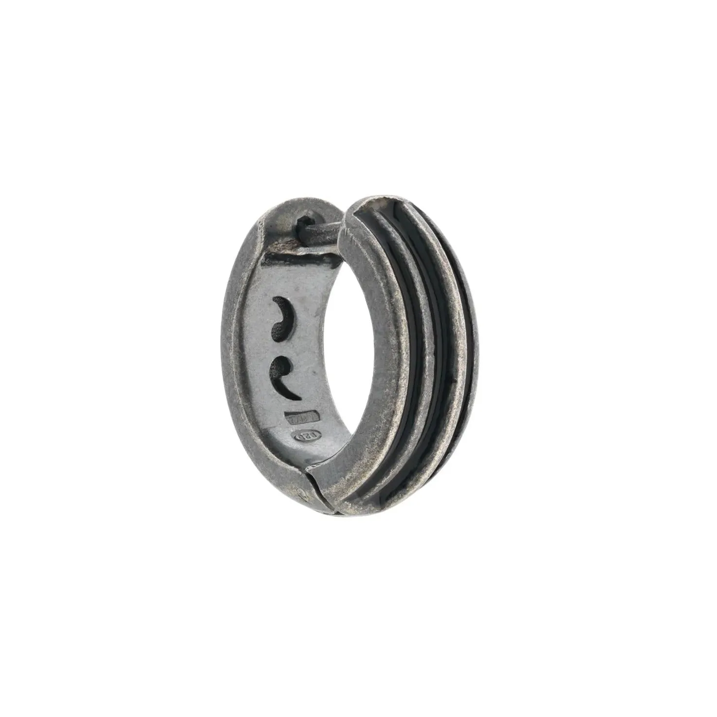 Acies Oxidized Silver Earring with Black Enamel
