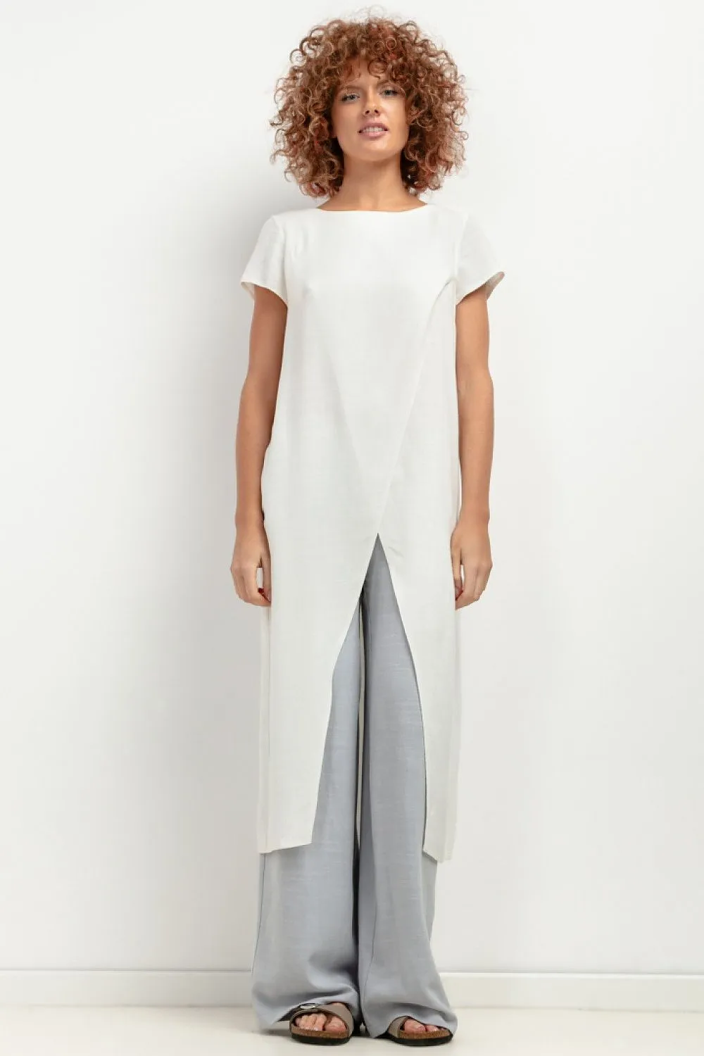 Airy Linen Blend Tunic Top