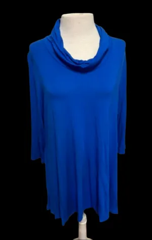 Allison Daley Blue Cowl Neck Blouse - size Large
