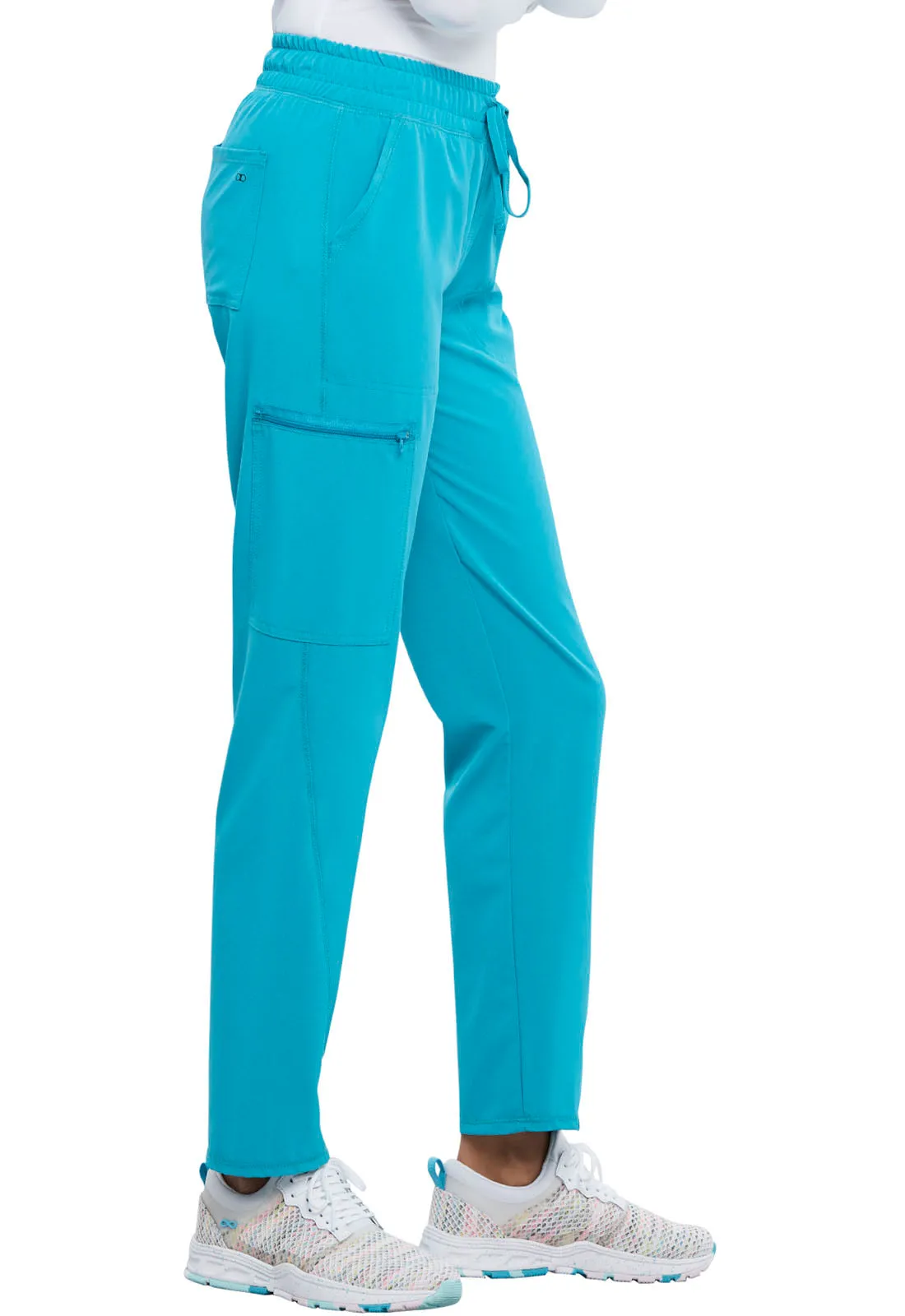 Allura CKA184 Mid Rise Drawstring Tapered Leg Pants Teal Blue
