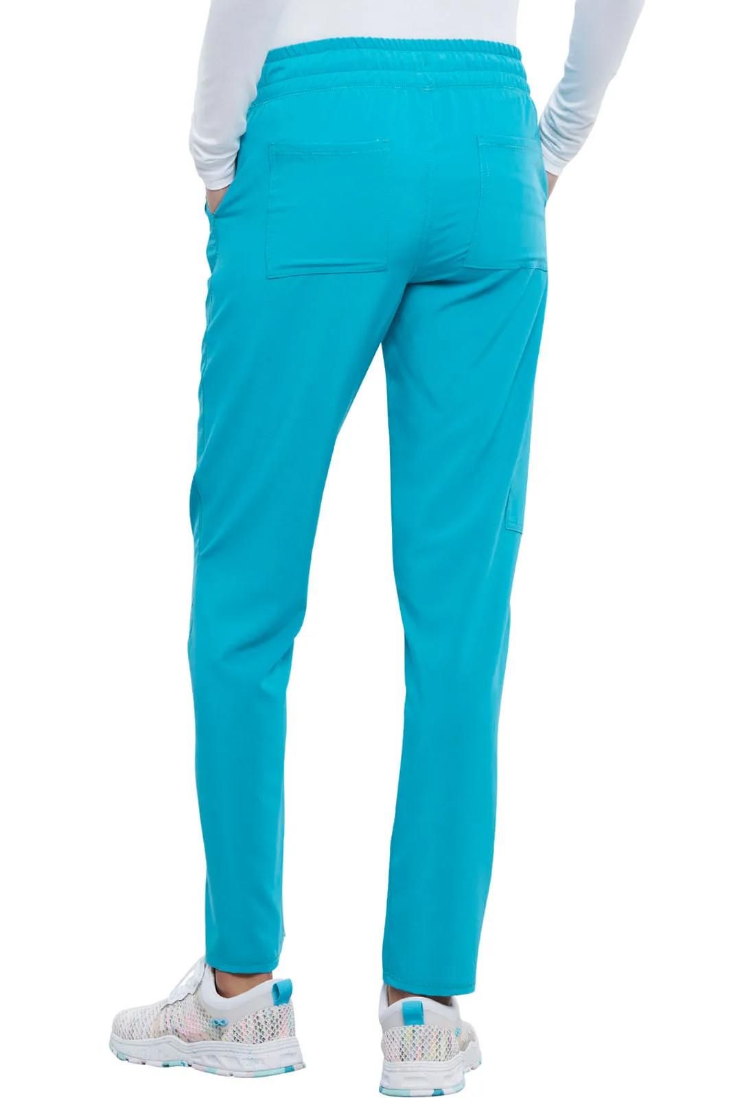 Allura CKA184 Mid Rise Drawstring Tapered Leg Pants Teal Blue