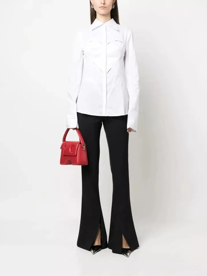 AMBUSH Italy. NEW W/O TAGS. Beige Wool Blend High-Waist Flare Split Pants