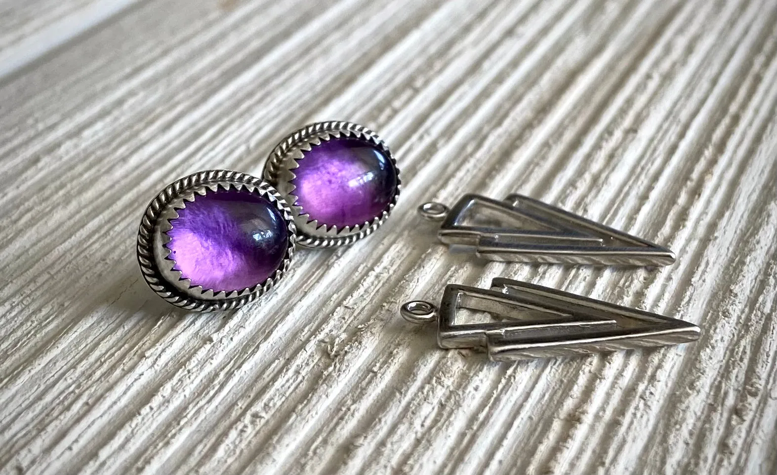 Amethyst Chevron Earrings