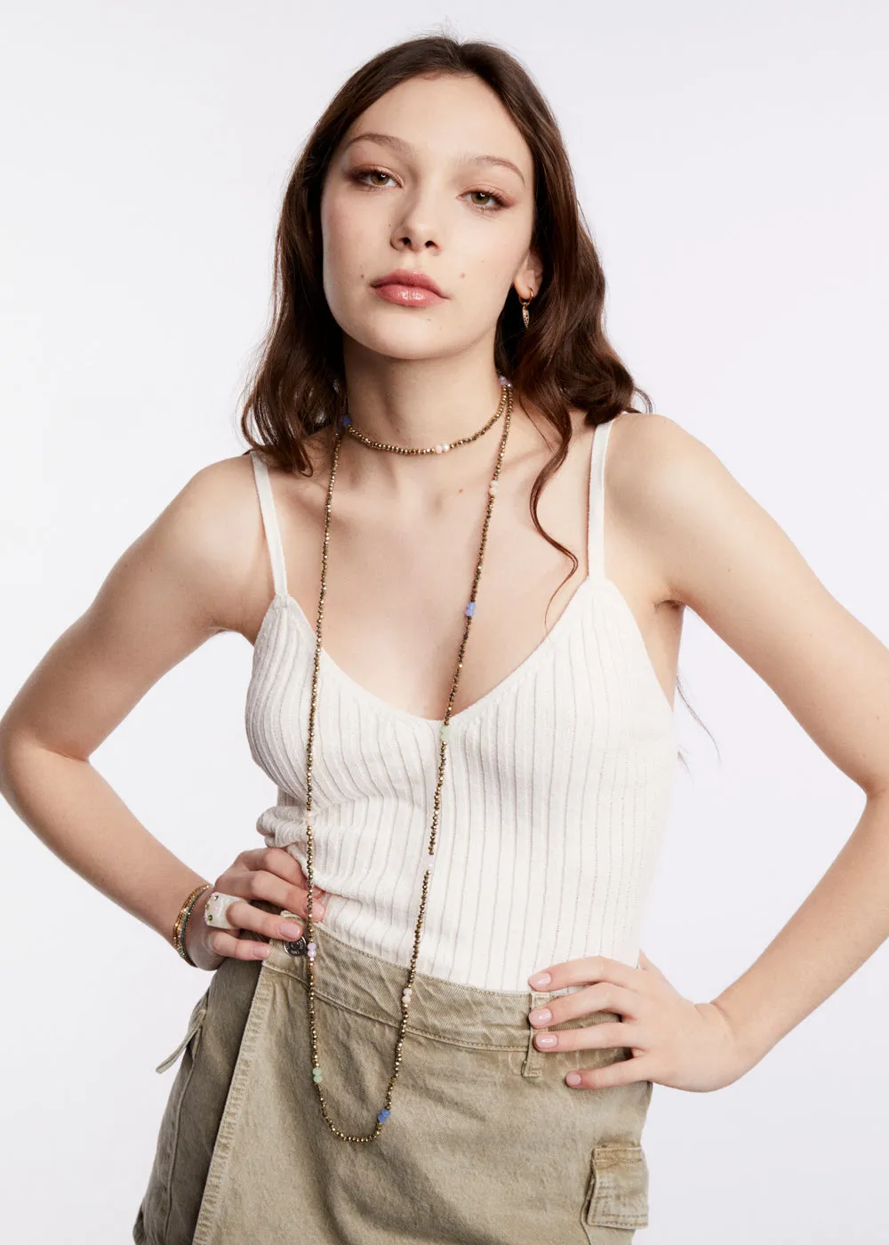 AURA LONG NECKLACE W/  BEADS   COLORS