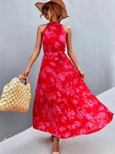 Aviana - Strappy halter jumpsuit dress with ruffles and polka dot print, bestseller
