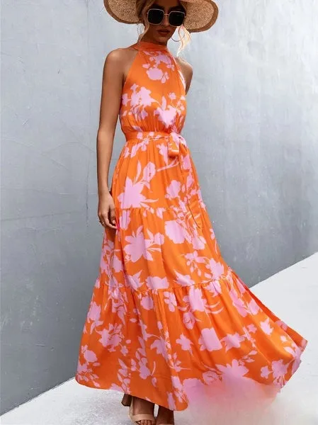 Aviana - Strappy halter jumpsuit dress with ruffles and polka dot print, bestseller