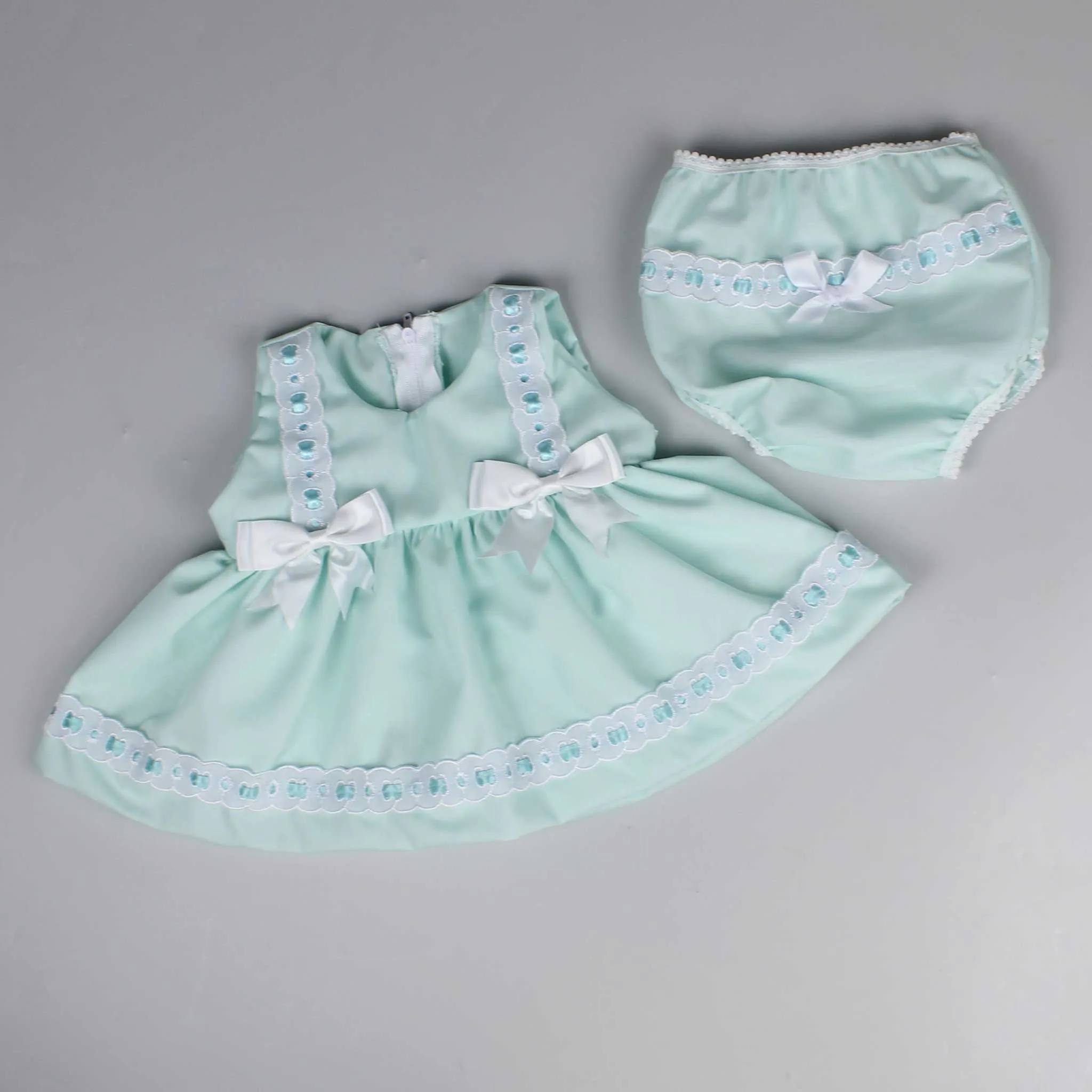 Baby Girl Dress and Knickers Outfit - Mint Green