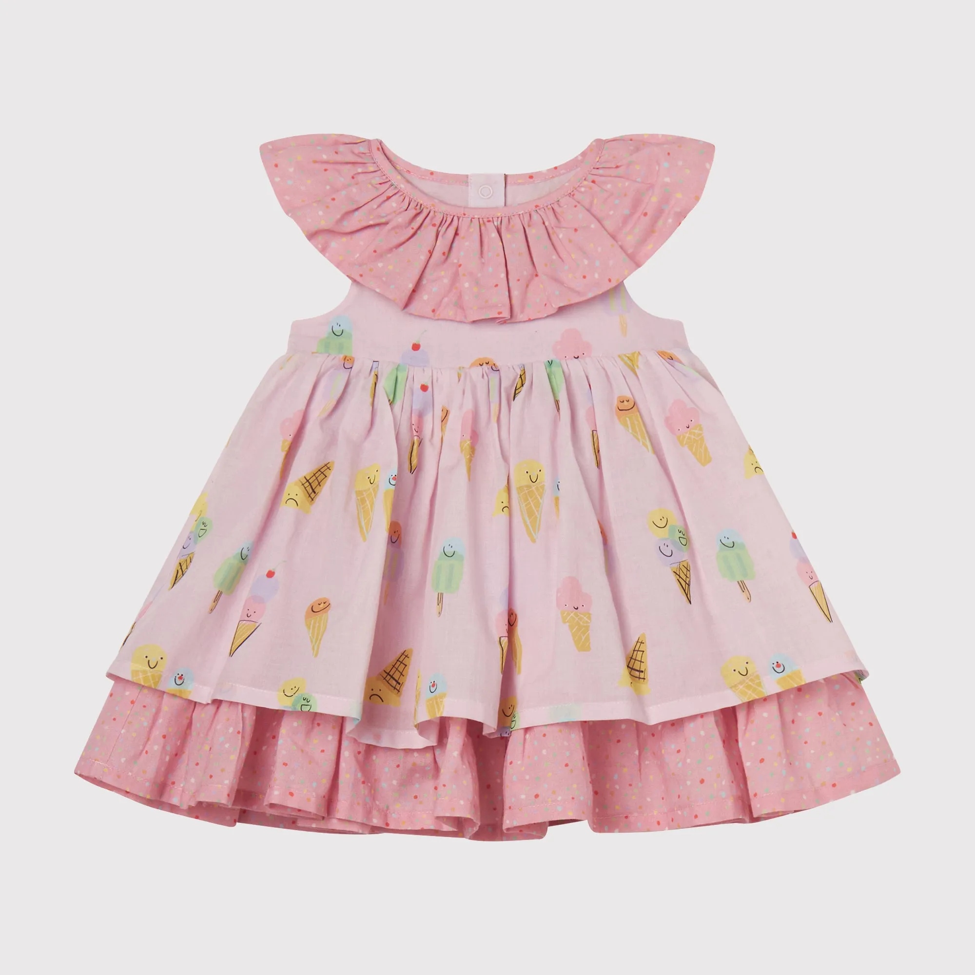 BABY GIRL ICE CREAM DRESS WITH FRILLS