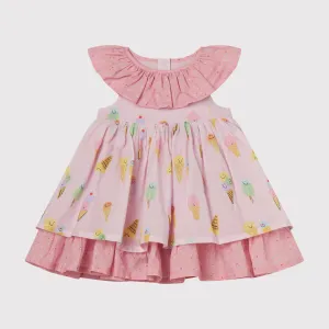 BABY GIRL ICE CREAM DRESS WITH FRILLS