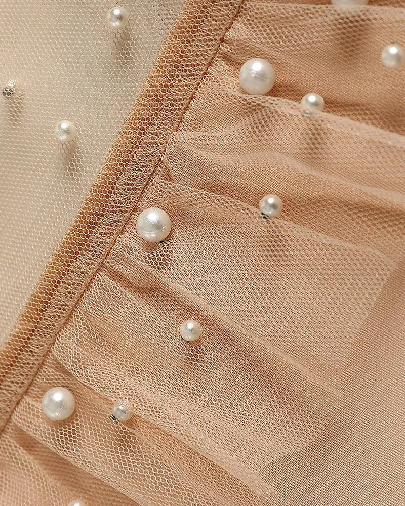 Beaded Sheer Mesh Ruffles Top