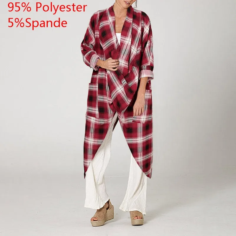 BerryBetty - Women Tops Vintage Solid Blouses Summer Fashion Long Shirts Casual Cowl Neck Long Sleeve Asymmetrical Party Blusas
