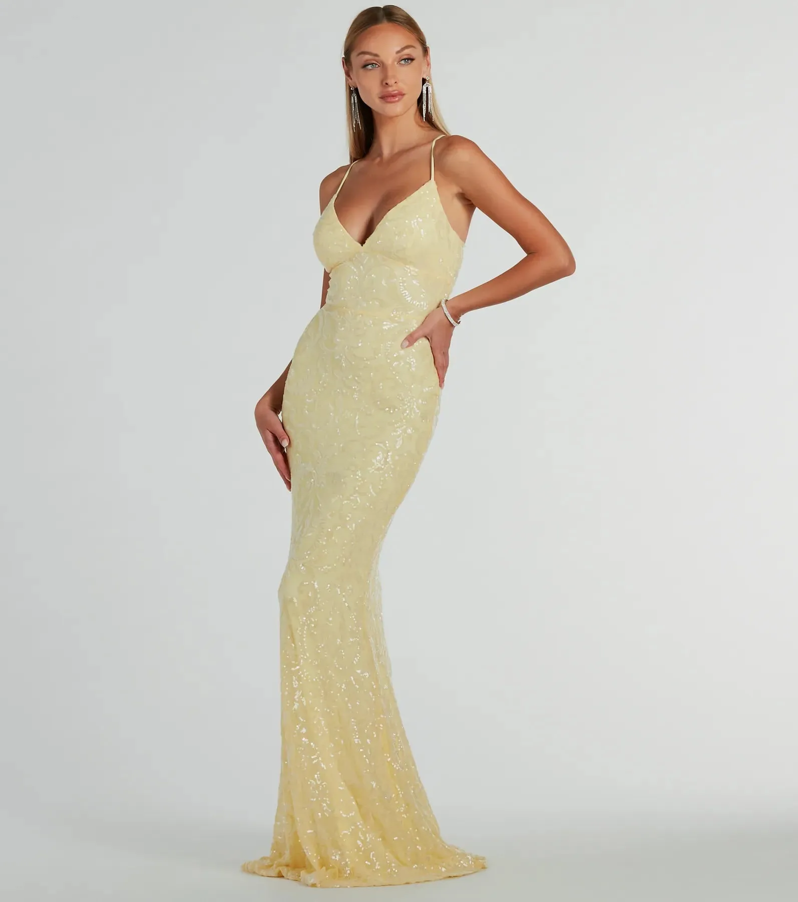 Bethanie Formal Sequin V-Neck Mermaid Dress