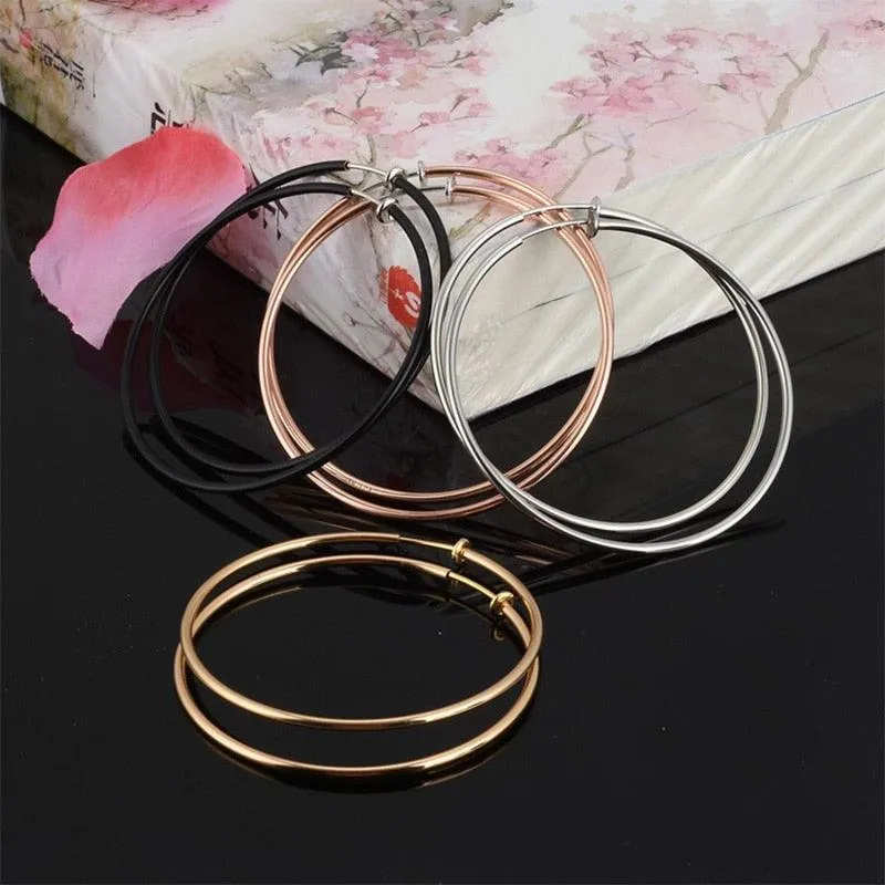 Big Circle Large Hoop Earrings Fake Spring Clip On