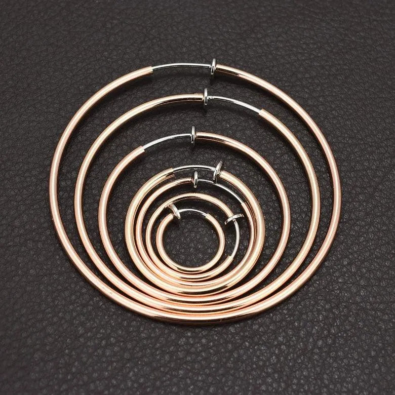 Big Circle Large Hoop Earrings Fake Spring Clip On