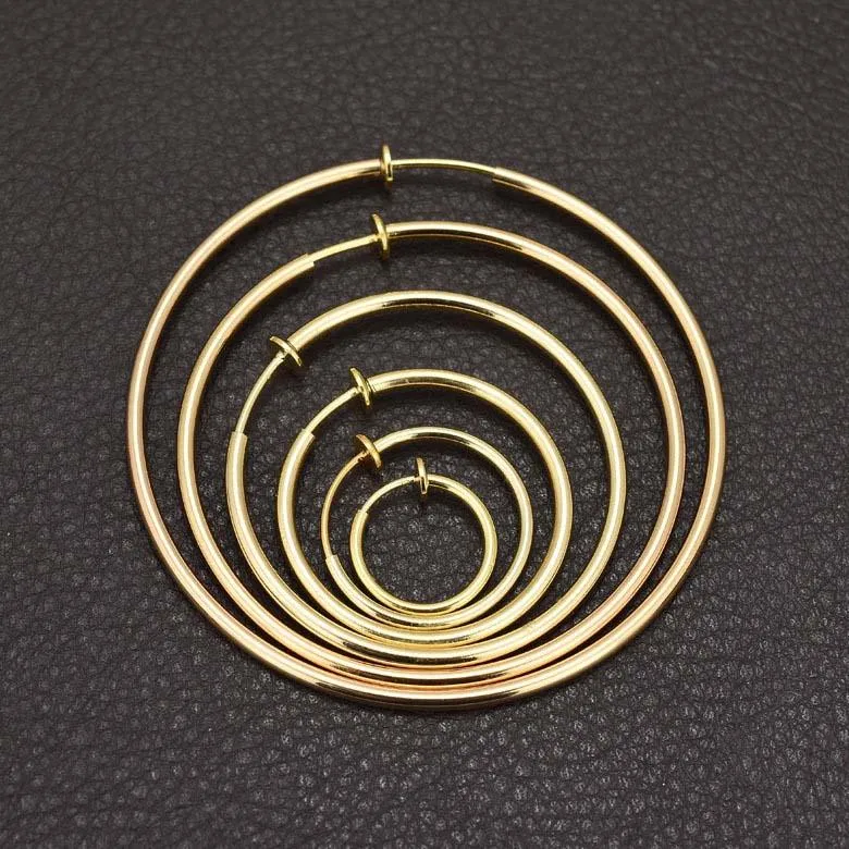 Big Circle Large Hoop Earrings Fake Spring Clip On