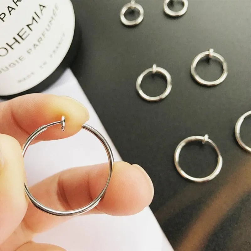 Big Circle Large Hoop Earrings Fake Spring Clip On