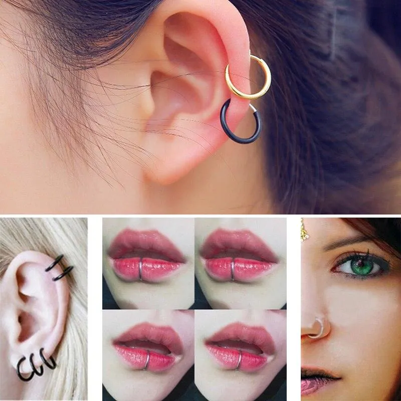 Big Circle Large Hoop Earrings Fake Spring Clip On