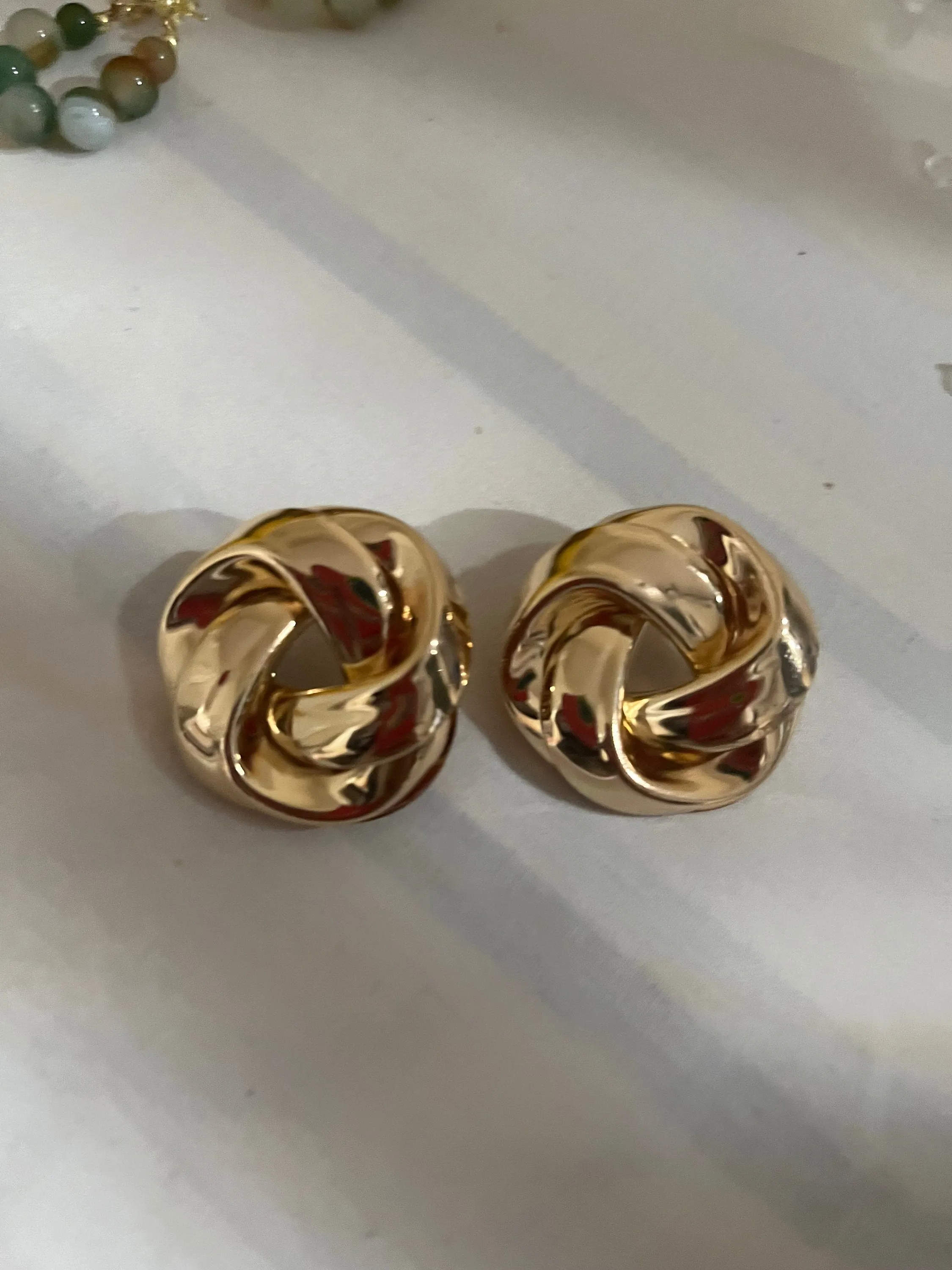 Big gold stud earrings , gold studs  gold pierced round studs large , round gold earrings , chunky gold studs metal knot