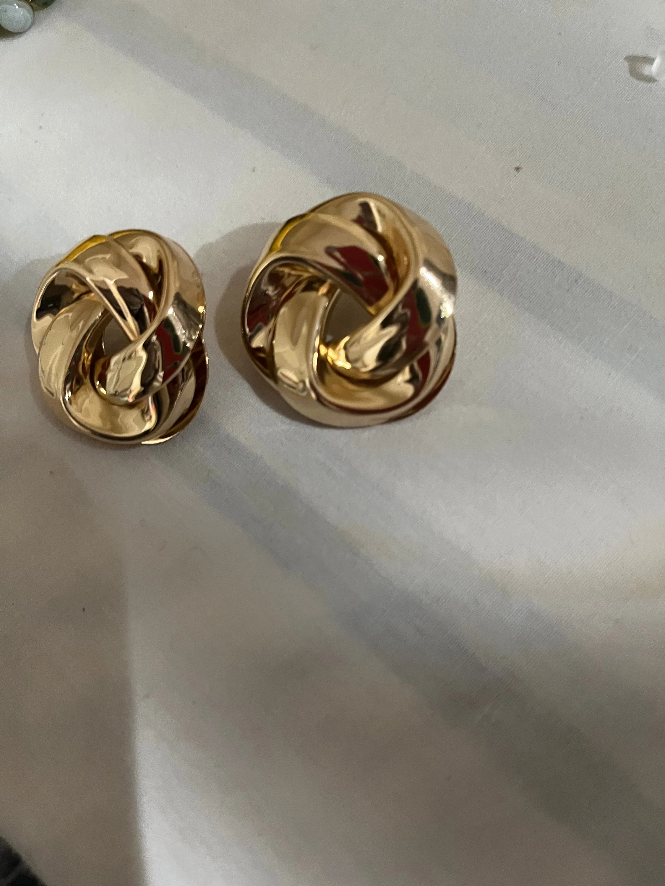 Big gold stud earrings , gold studs  gold pierced round studs large , round gold earrings , chunky gold studs metal knot