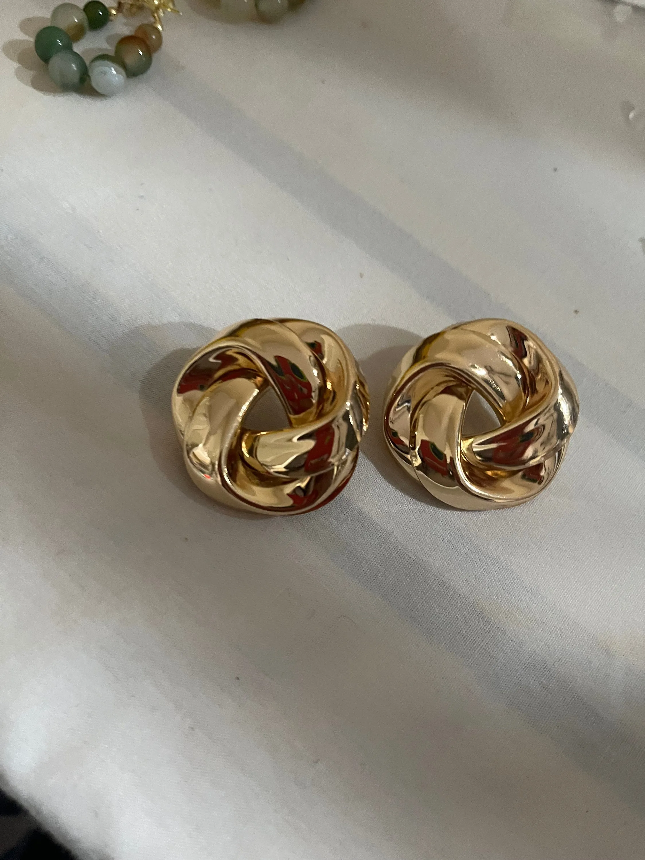 Big gold stud earrings , gold studs  gold pierced round studs large , round gold earrings , chunky gold studs metal knot