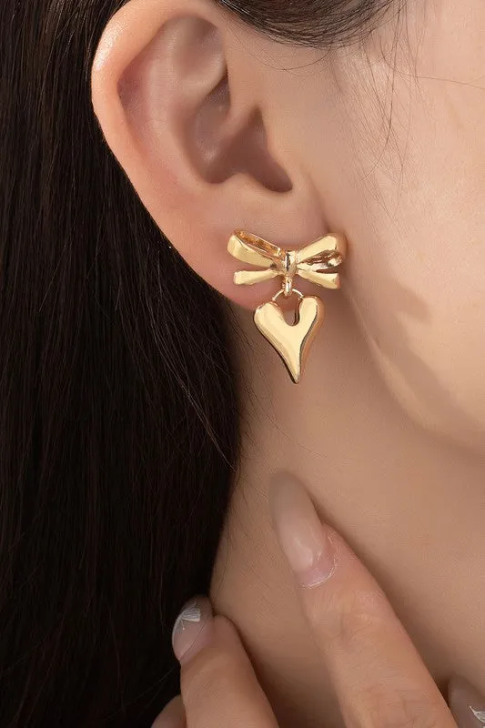 Bindy Heart Bow Earrings