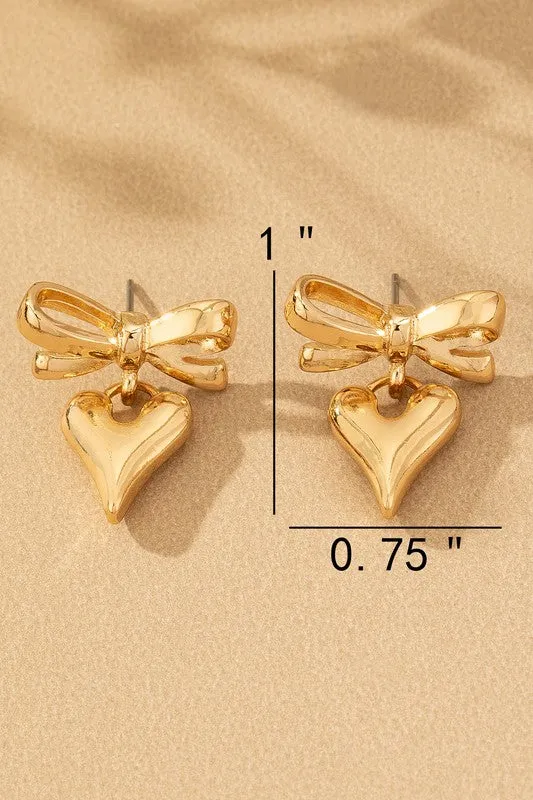 Bindy Heart Bow Earrings