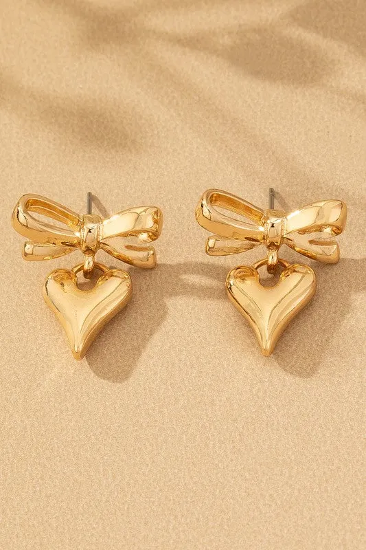 Bindy Heart Bow Earrings
