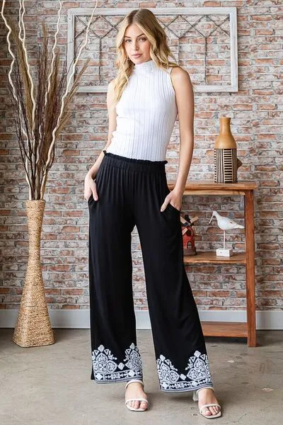Black Damask Casual Pants Size Small up to 3XL