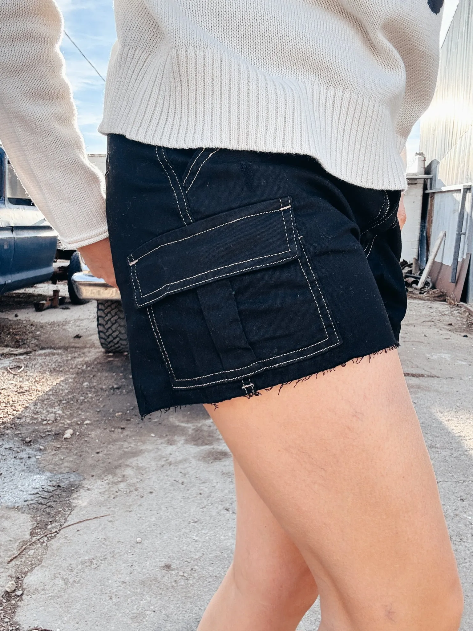 Black Denim Shorts