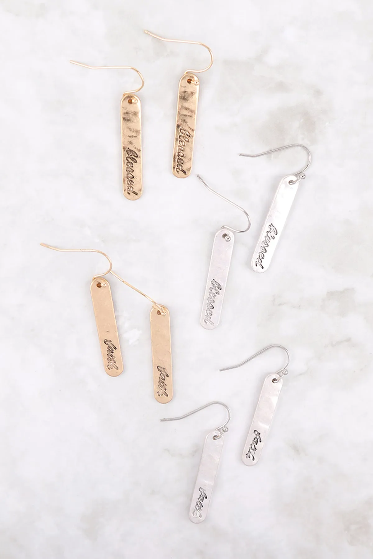 BLESSED BAR DROP FISH HOOK EARRINGS
