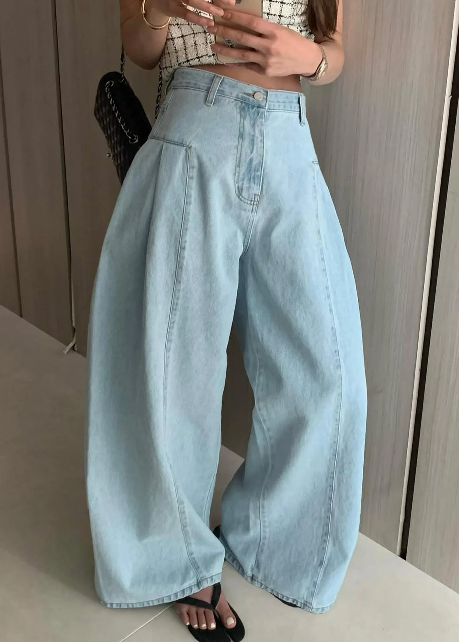 Blue High Waisted Wide Jeans