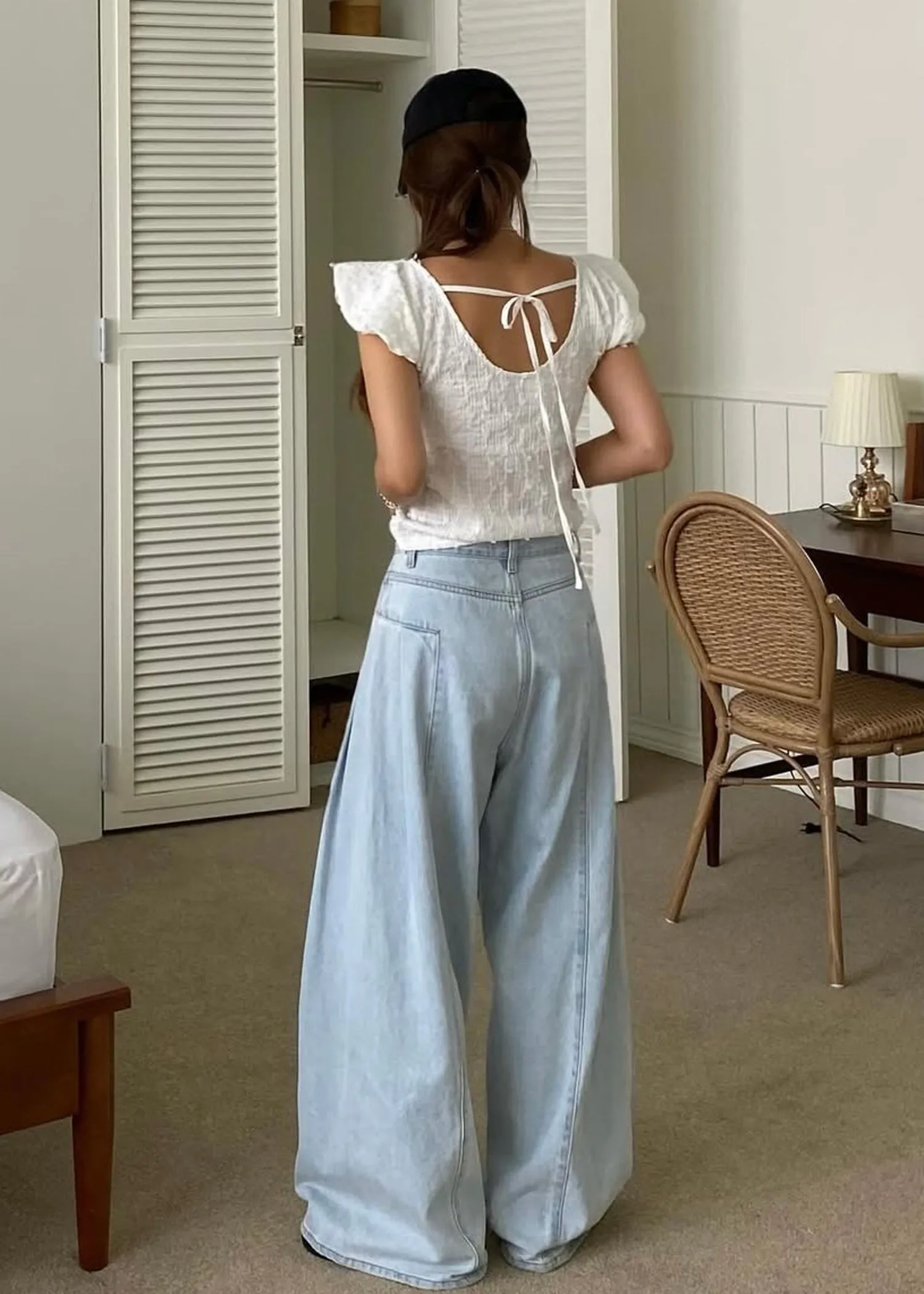 Blue High Waisted Wide Jeans