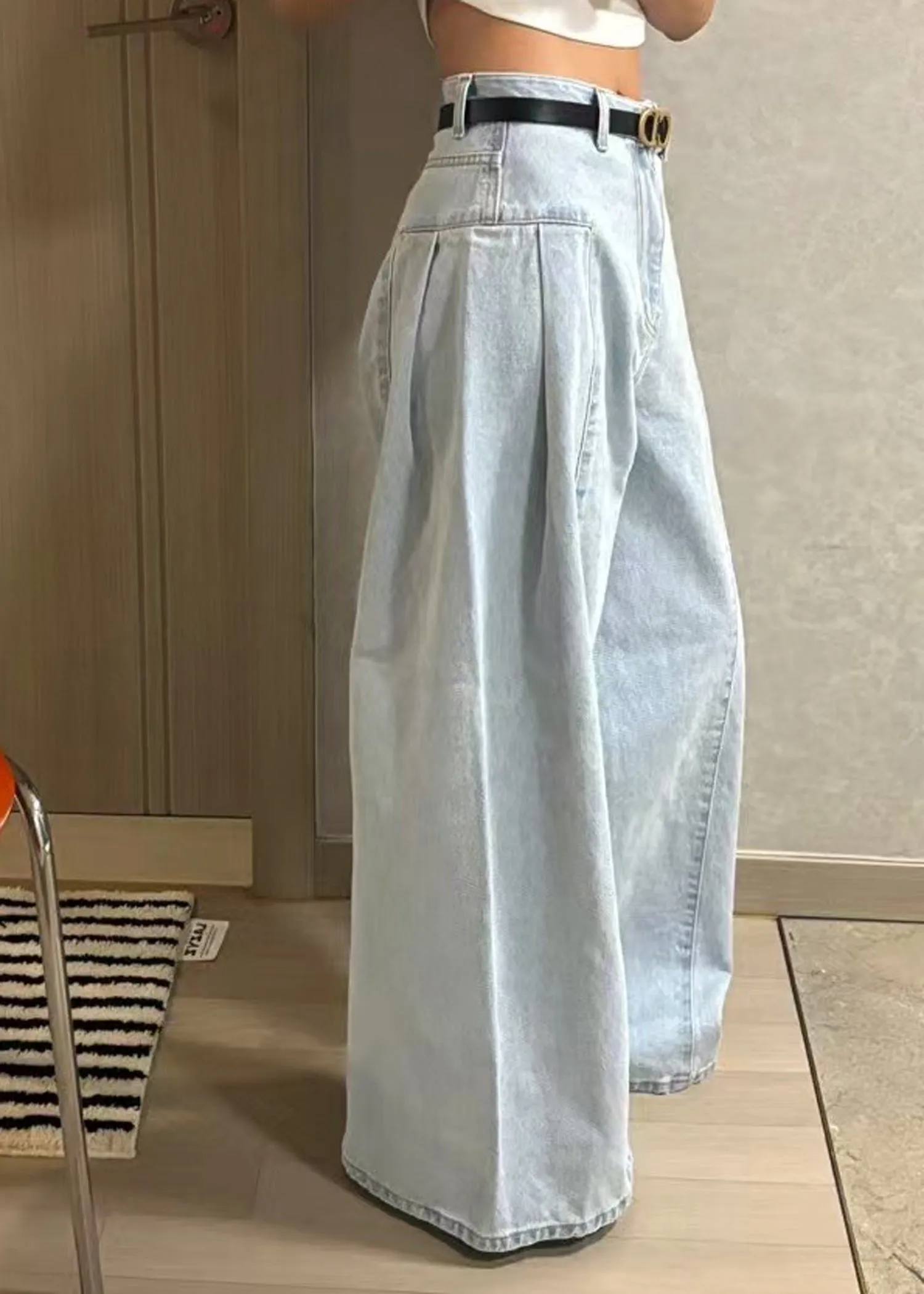 Blue High Waisted Wide Jeans