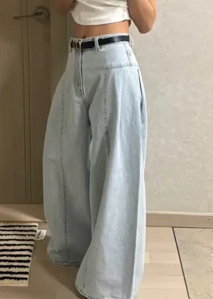 Blue High Waisted Wide Jeans