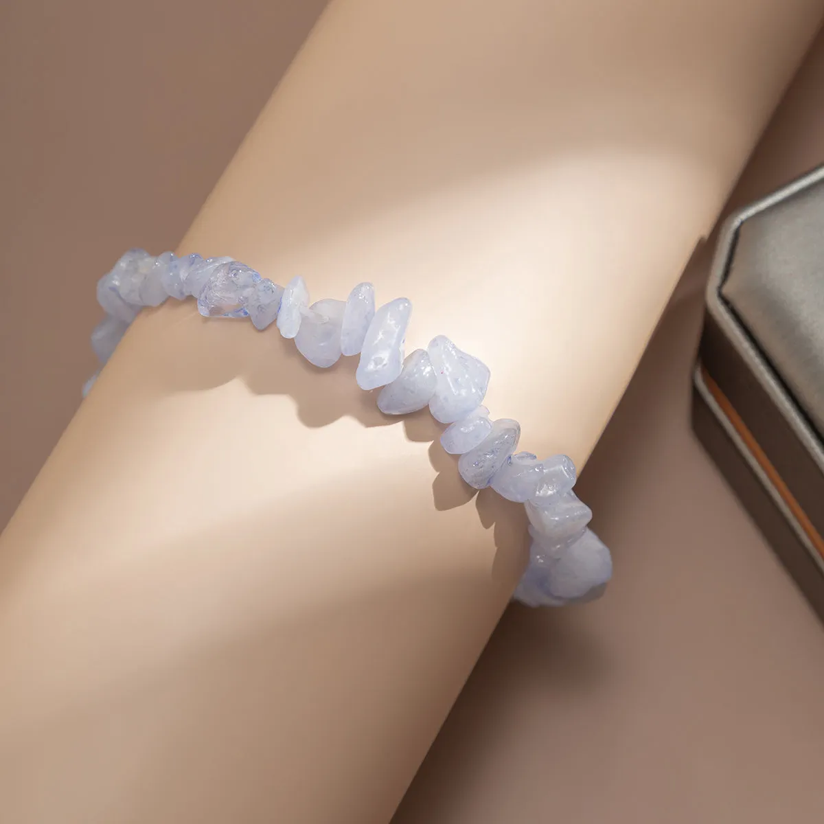Blue Quartz Beaded Stretch Bracelet