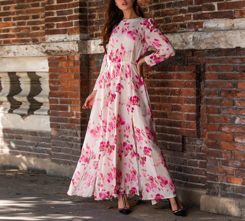 Bohemian High-open Flower Print Large Swing Dress
