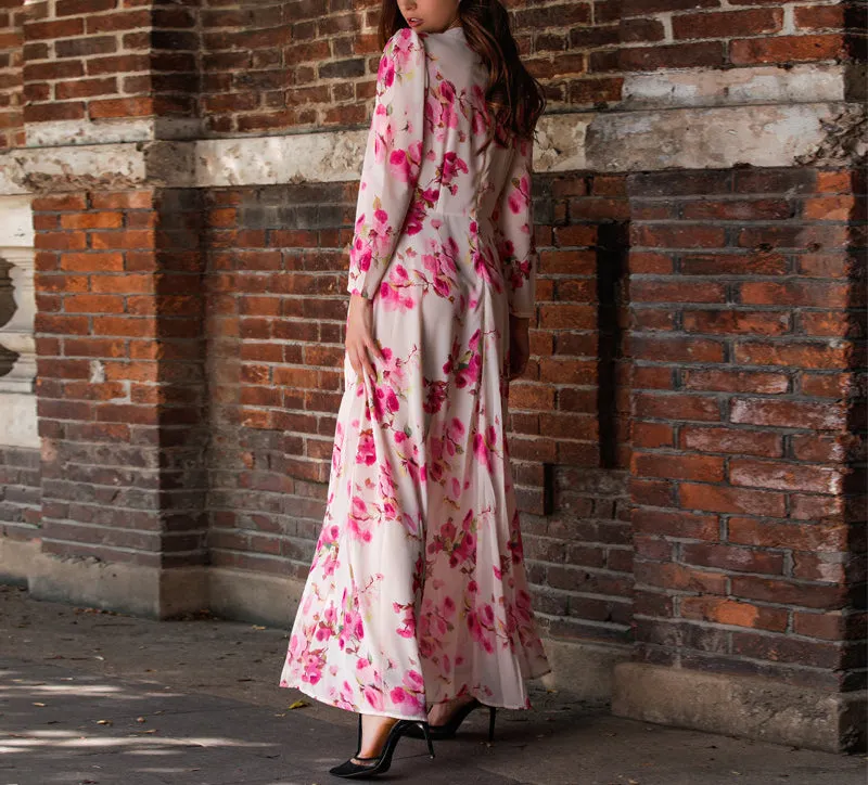 Bohemian High-open Flower Print Large Swing Dress