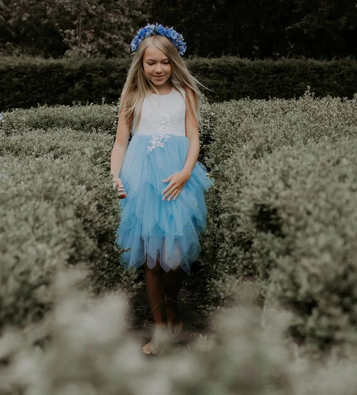 Boho Dreams Dress - Sky Blue Appliqué