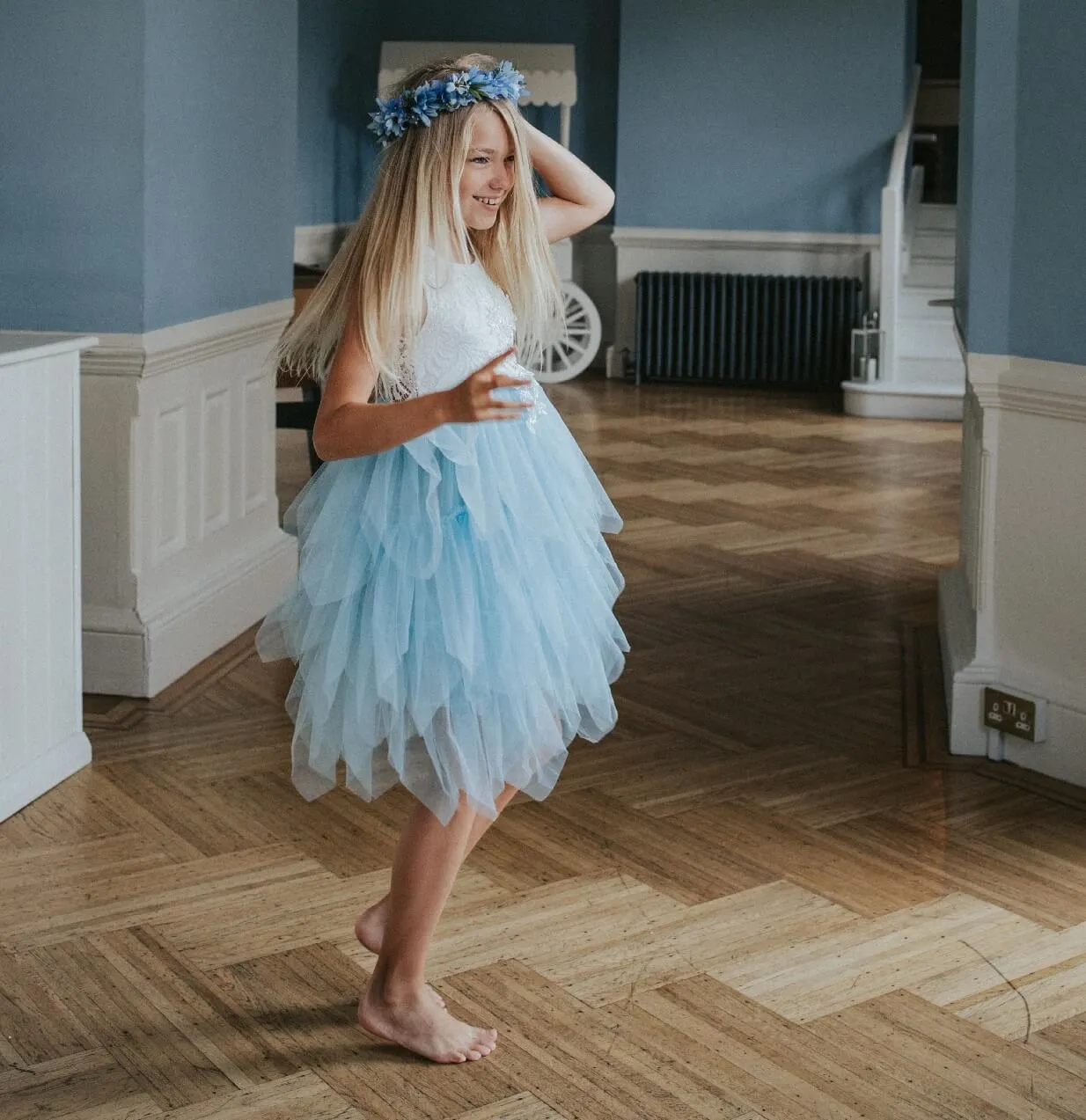 Boho Dreams Dress - Sky Blue Appliqué