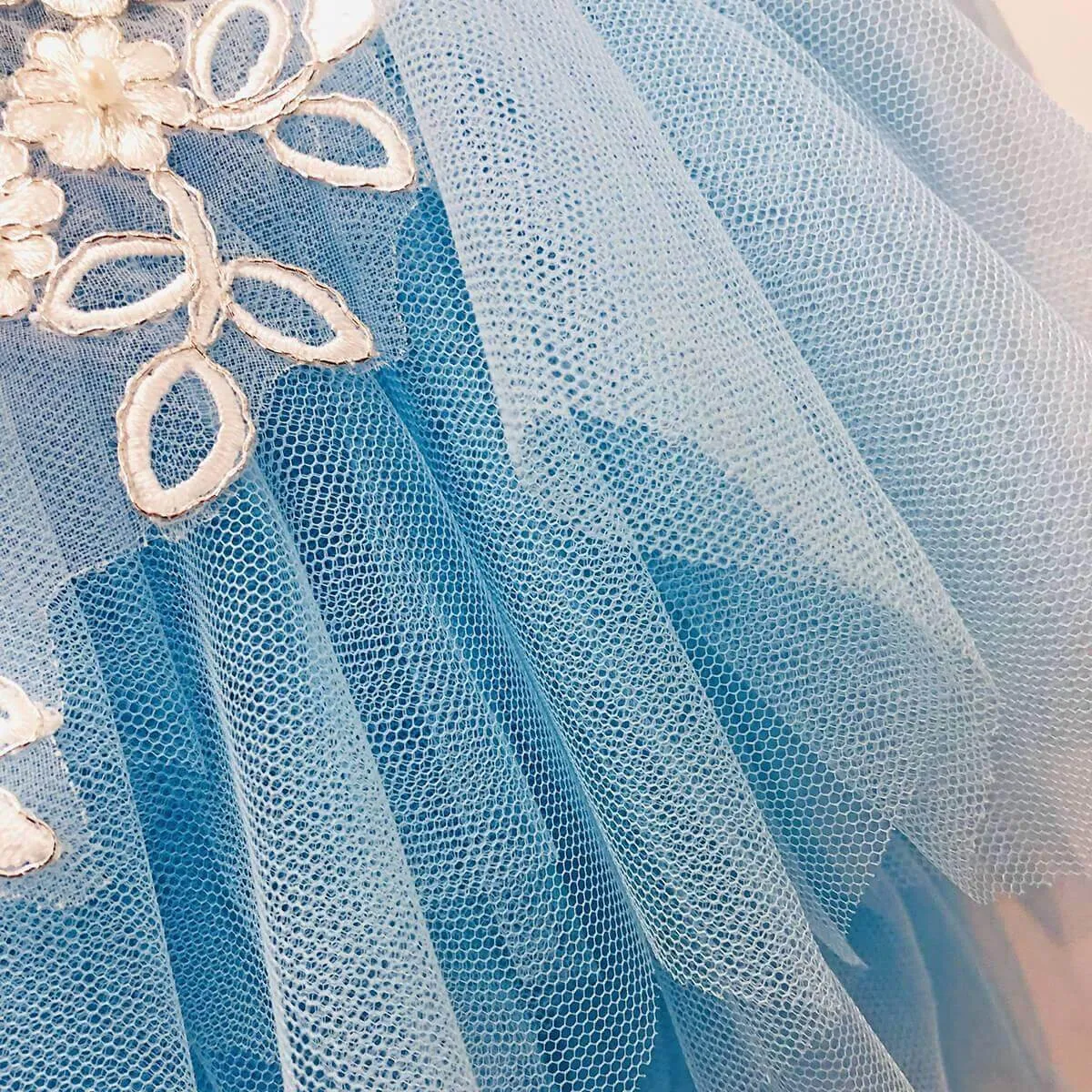 Boho Dreams Dress - Sky Blue Appliqué